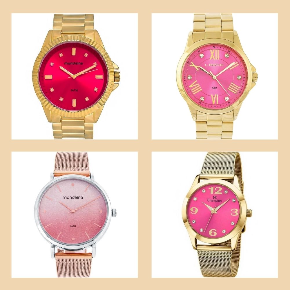 relógios cor de rosa